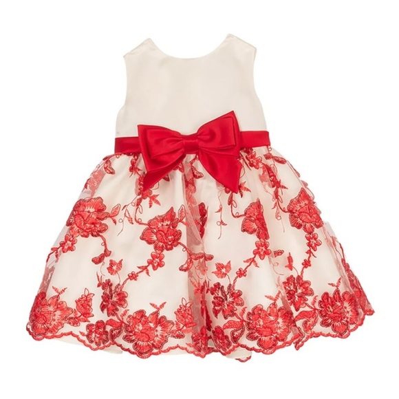 Red and White Floral Dress with Jacket - Picture 3 of 7